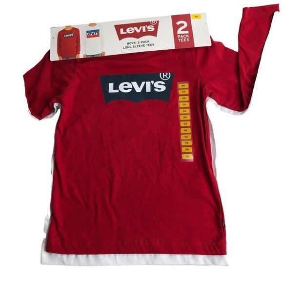 LEVIS BOYS 2 PACK LONG SLEEVE‎ TEES  SIZE 5/6   NEW WITH TAG - Picture 1 of 7